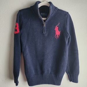 Ralph Lauren Polo Big Pony Quarter Zip Sweater Size 7